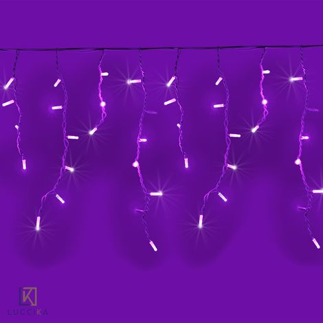 Luccika stalattiti tenda a pioggia 2 metri con 80 luci di Natale a Maxi Led Viola con flash Bianco Ghiaccio per esterno e interno Porpora 2x0.70 metri - 80 Maxiled Bianco Ghiaccio (1/5)