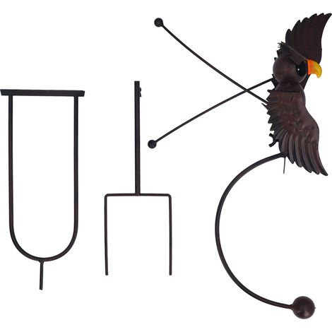statue jardin exterieur-Sculpture de Chouette de Jardin en Métal avec Mouvement Rotatif pour Vent – Décor Vintage et Rustique pour Terrasse, Patio et Extérieur – 1 Sculpture Chouette avec 3 Accessorie (1/5)