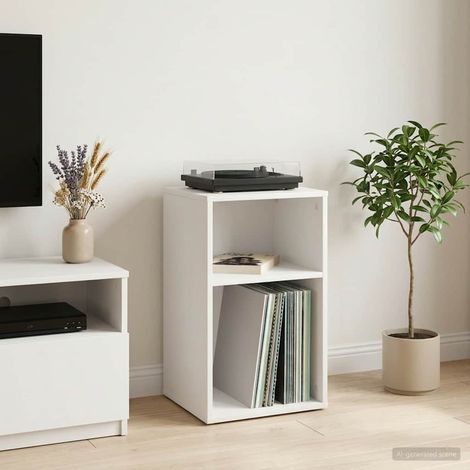vidaXL Meuble à vinyles Blanc 38 x 33 x 61 cm Bois d'ingénierie (1/5)