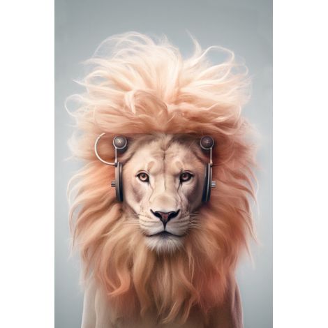 Tableau sur toile lion rose 30x45 cm - Impression sur Toile Murale Décorative - Image imprimée en HD sur Toile - Toile sur Châssis en Bois FSC - Fabriqué en France (1/5)