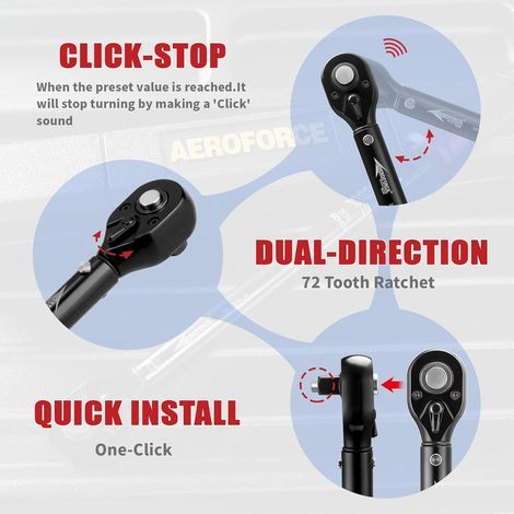 Clé dynamométrique pour vélo 2,5-25 Nm, petite clé dynamométrique à 1/4 de clic avec double réglage de direction et 72 dents, clé dynamométrique pour vélos et motos (1/4)