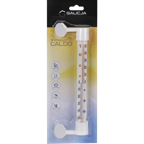 Termometro autoadesivo Caldo per finestre, 26 cm, medio, bianco (1/2)