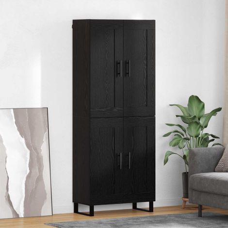 Highboard Schwarz Eichen-Optik 69,5 x 34 x 180 cm Holzwerkstoff