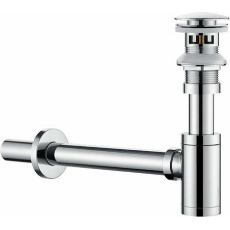 Universal waste kit and siphon for washbasin with overflow, chrome pop-up valve for washbasin and drain plug