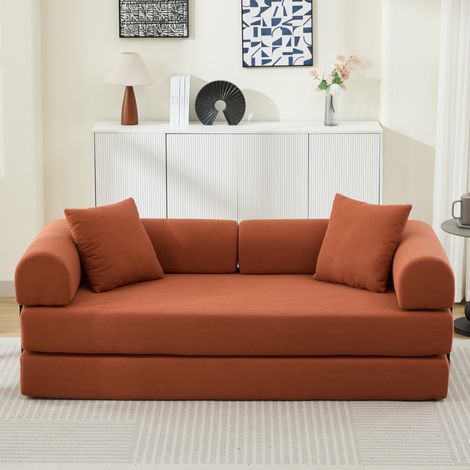 Sofá cama, sofá cama convertible con 2 cojines, sofá plegable, colchón de espuma y muelles, sofá futón para sala de estar, oficina, apartamento. (1/5)