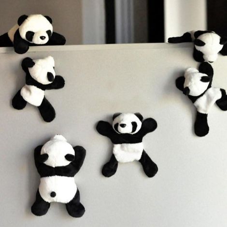 Calamita da frigorifero a forma di panda di peluche morbido e creativo (1 pezzo), adesivo magnetico 3D per frigorifero, scrivania o lavagna, regalo di Natale per bambini, porta messaggi da frigorifero