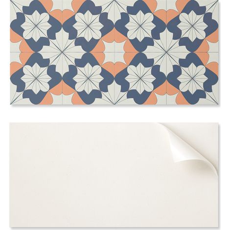 Panel autoadhesivo de vinilo impreso de 100x50 cm con estampado floral geom茅trico.