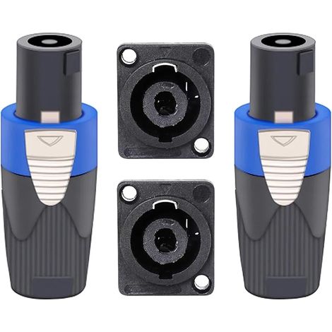 2 Pack Kit de connecteurs Speakon, fiches de haut-parleur 4 pôles à verrouillage rotatif et prises de montage sur panneau de châssis, compatibles avec les séries NL4FC, NL4FX, NL4MPR et NL2 (1/5)