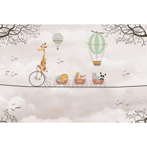 Papier peint Sweet Animals 3,75 m x 2,50 m Papier peint chambre d'enfant avec animaux en couleur, beige y compris colle DD129594 (1/3)