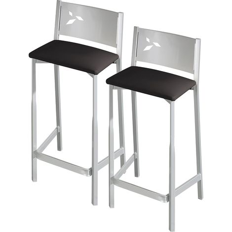 Lot de 2 tabourets de Cuisine en Similicuir Noir 60 cm (1/5)