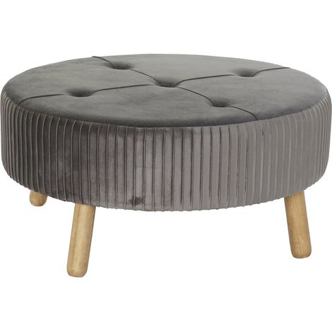 Pouf en velours gris élégance et confort salon - Gris foncé élégant en velours (1/4)