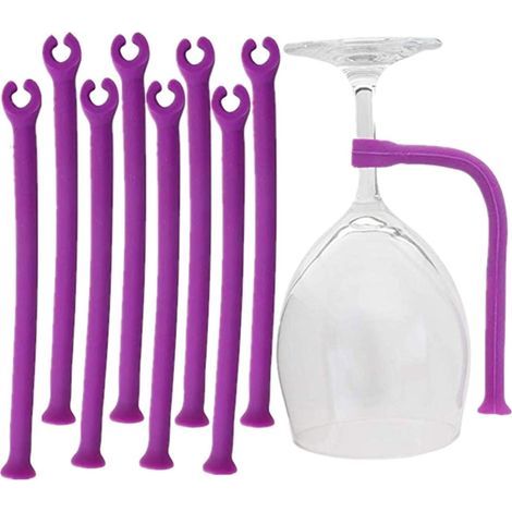 Verre Support pour Lave-Vaisselle Lot de 8 Pourpre – Silicone Verre à vin Support au Lave-Vaisselle – Nettoyer sans Danger Marasmius Verres sans Polissage – Cuisine Gadget (1/5)