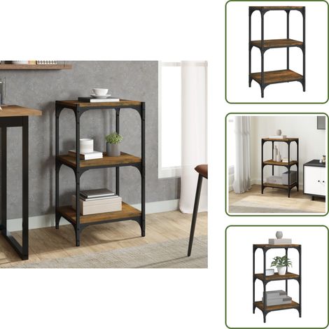 Bibliothèque Chêne fumé 40x33x70,5cm Bois d'ingénierie et acier - Bibliothèque Industrielle - Étagère Murale - Rangement Intérieur - Meuble Tv - Bibliothèque Moderne (1/5)