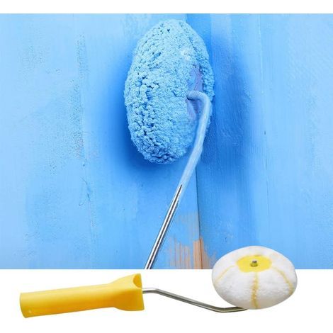 Roller Brush - Round Head Corner Paint Roller - Short Ergonomic Handle - For Interior Exterior Corners - 2 Pcs (1/2)