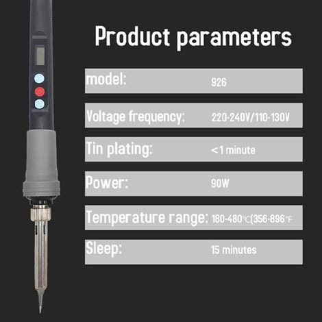 Fer à souder intelligent avec affichage numérique, fer à souder électronique portable à température réglable, 90 W, outils de soudage et de réparation (1/5)