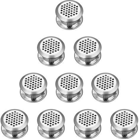 10 Pcs Round Stainless Steel Cabinet Cupboard Vent Grille Vent Kitchen Furniture Silver Keep Air Fresh Inside the Cabinet. (1/5)
