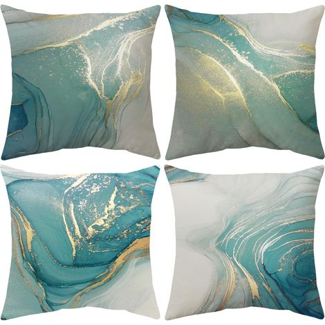 Housse de Coussin, 45x45 Lot de 4 Housses de Coussin Taie d'oreiller Décoratif Canapé pour Chambre, Chaise, Lit,Jardin (Plage-Velours)