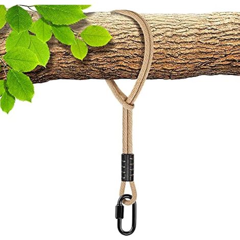 BeneLabel Hamac Arbre Balançoire Sangle Suspendue avec Mousqueton, 3M Suspension Corde Polyester pour Arbre Extérieur Chaise Jeux Accessoires, Jusqu'à 2500lbs, 10mm Diamètre, Naturel