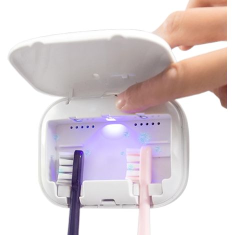 Nettoyeur de brosse à dents électrique, stérilisateur automatique UV pour salle de bain – Support mural pour brosses à dents Pour la maison, la salle de bain, les résidences étudiantes, les voyages e (1/5)