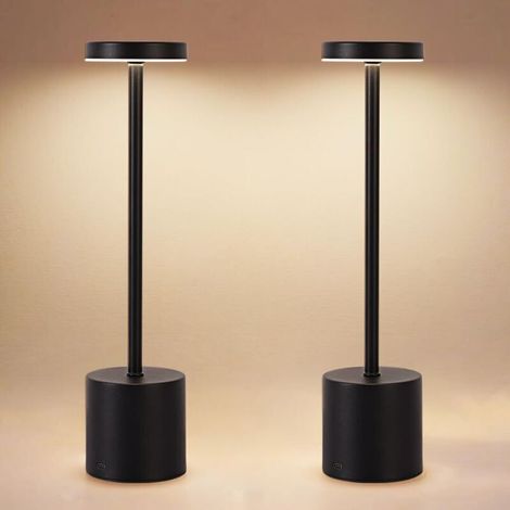 2 pcs lampe de chevet tactile sans fil ACKERMAN, rechargeable USB, 5000 mAh, LED réglable 3 couleurs (chaud/froid/neutre), idéale bureau/chambre/séjour (1/4)