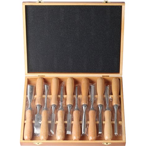 Ensemble de 12 Ciseaux à Bois et Gouges pour Sculpture sur Bois, Outils de Gravure Professionnels pour Décoration et Artisanat (1/4)