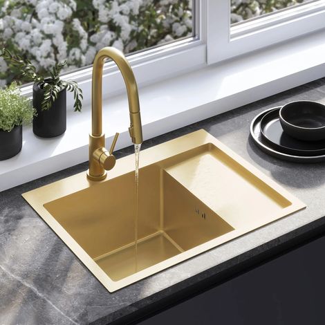 ÉVIER EN ACIER FIN BRUSH GOLD (1/5)