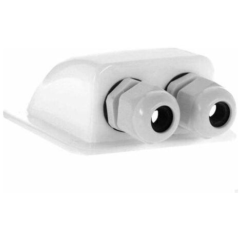 006420 Passe-toit 2 entrées pour camping-car, caravane et bateau Passe-câble en ABS Blanc 1 pièce, Ensoleillé