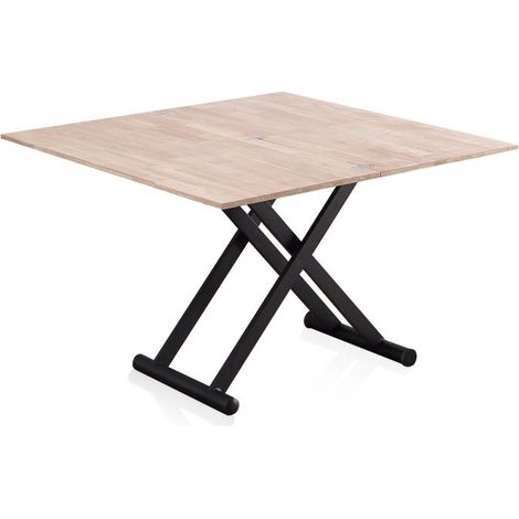 Mesa de centro elevable extensible Katia Negro - Roble 110cm (ancho) x 76cm (alto) (1/5)