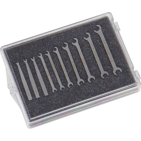 Coffret de clés micro-plates 10 pièces 1-4 mm – Acier inoxydable V2A – 980SET – Boîte de rangement pratique – Donau Elektronik - 10-TLG