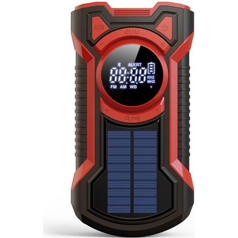Filiyano-Radio solaire d'urgence 5000 mAh, AM/FM/NOAA avec alarme météo - Rouge (1/5)