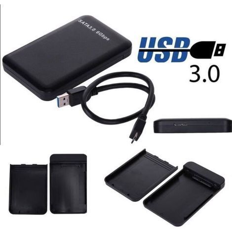 Boîtier de disque dur 2.5 \"USB3.0 SATA3.0 HDD Disque dur Disque dur  6 Gbps supporté Protocole UASP 3To (Noir) (1/3)
