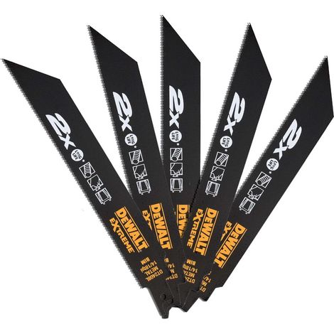 DeWalt DT2408L-QZ EXTREME 2X LONG LIFE Recip Blade - Metal 203mm 14 TPI Metal (5 Pack) (1/4)