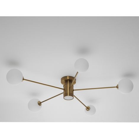 Lampadario in acciaio verniciato ottone cm. L.92 P.92 H.16,5