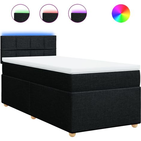 Maison Exclusive - Sommier à lattes de lit avec matelas Noir 100x200 cm Tissu (1/5)