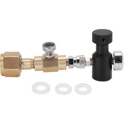 Ortviai Adaptateur de Recharge CO2 W21.8-14 avec Valve de Sécurité et Manomètre 1500 PSI en Laiton (1/5)