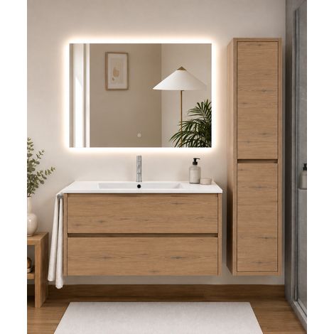 Meuble de salle de bain avec vasque ORIGENBATH IBIZA sans miroir 50x40 cm estepa avec colonne (1/5)