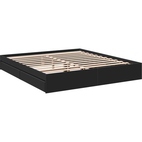 Estructura cama con cajones madera ingeniería negra 200x200 cm vidaXL (1/6)