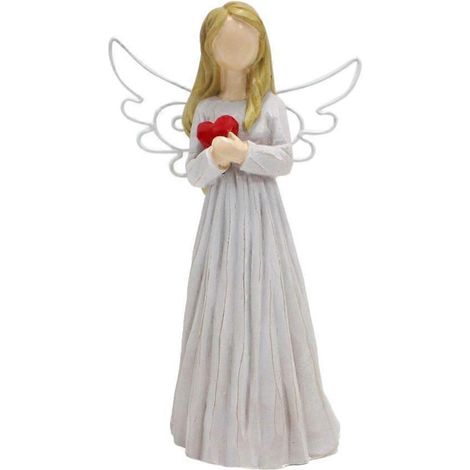 Statue en résine avec aile en forme de cœur, figurine de fille avec cœur pour table basse. (1/4)