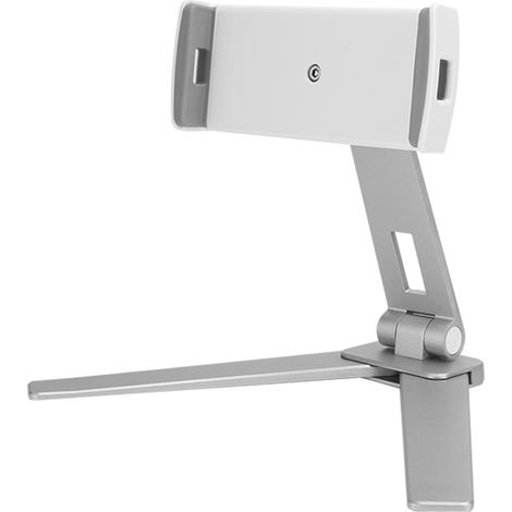 Support mural pliable et rotatif à double pince pour téléphone portable et tablette, en alliage d'aluminium, blanc