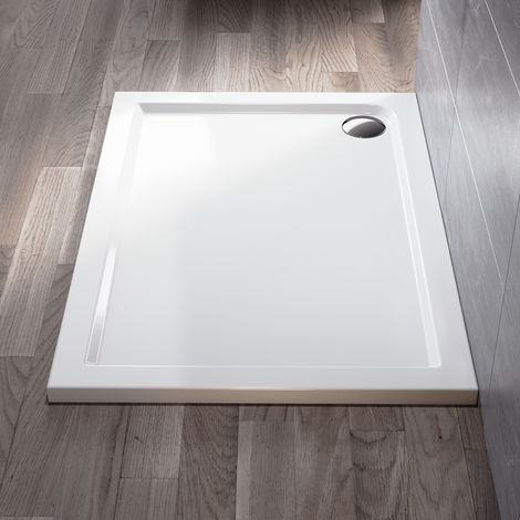ELEGANT Modern Shower Enclosure Tray 1200 x 700 x 40 mm Rectangular Gloss White with Waste Trap