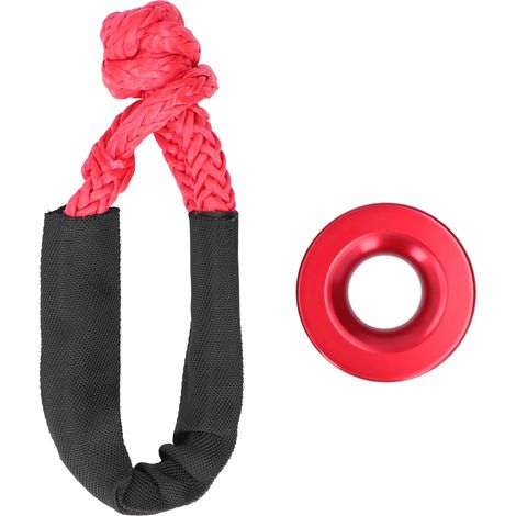 Anneau de récupération en alliage d'aluminium avec élingue synthétique souple, kit de traction pour 4x4, SUV, camion, ATV, UTV, rouge (1/5)