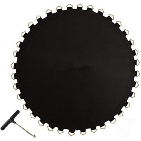 Tapis de rechange pour trampoline, trampoline rond, tapis de saut à ressort de sécurité, imperméable, résistant aux UV, anneaux en V, crochet boucle, coussin de lit de saut 3.06m (1/5)