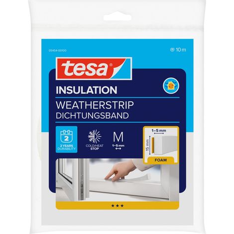 INSULATION Calfeutrer - Joint mousse pour isoler les fentes dans la maison, adhésif - Blanc - 10 m x 15 mm x 5,5 mm (1/4)