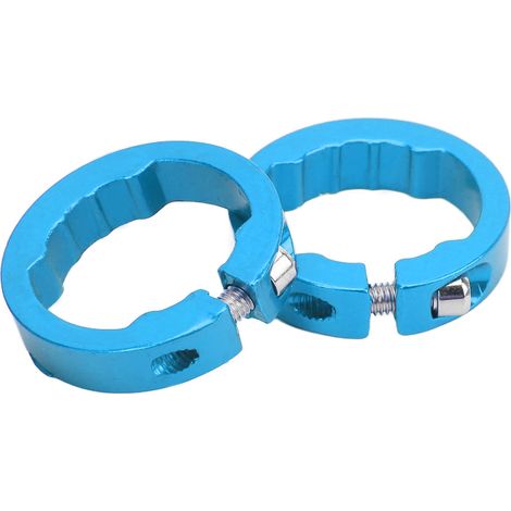 Set aus 2 Fahrradlenker-Klemmringen aus Aluminiumlegierung, ästhetisch und praktisch, für 22,2 mm Fahrradlenker, blau. (1/5)