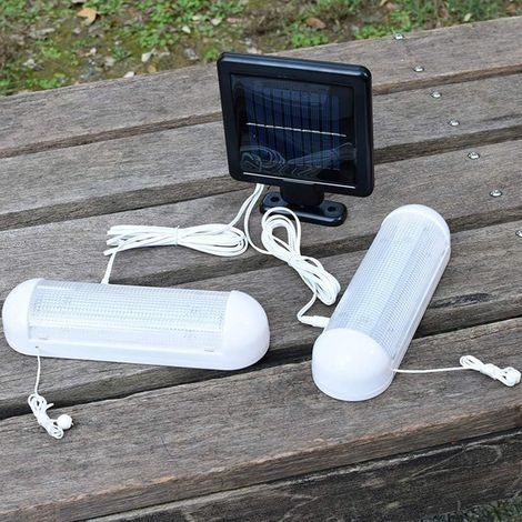 Lampe solaire pour abri de jardin, éclairage de garage solaire mural pour extérieur étanche IP55, éclairage de secours mural à double lampe à LED pour jardin, extérieur, intérieur, serre de s (1/5)