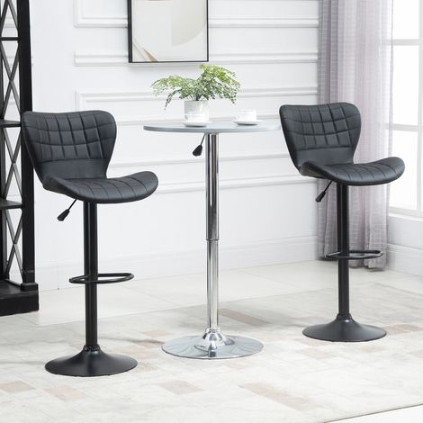Tabouret de bar 47x51,5x89-109 cm en simili cuir noir, facile à monter, lot de 2 FloraGrace (1/5)