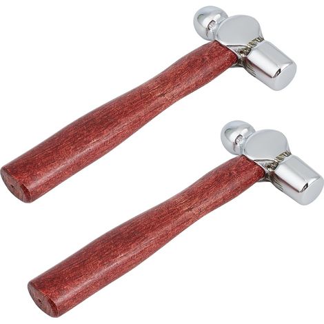 2pcs 142.7g Marteau à Panne Ronde Miniature Tête en Acier au Carbone Manche en Bois Outil de Bijouterie pour Formage L'Estampage, Façonnage la Réparation, Travail du Cuir, 15.7cm (1/4)