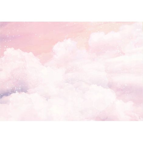 Papier peint nuages roses, décoration murale pour chambre de fille – 200 x 140 cm Wallarena (1/4)