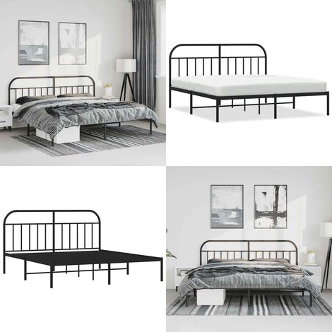 Bettgestell mit Kopfteil Metall Schwarz 183x213 cm - Metallbettfundament - Doppelbett - Boxspringrahmen - Schlafzimmermöbel - Schwarzes Bettgestell - Home & Living (1/5)