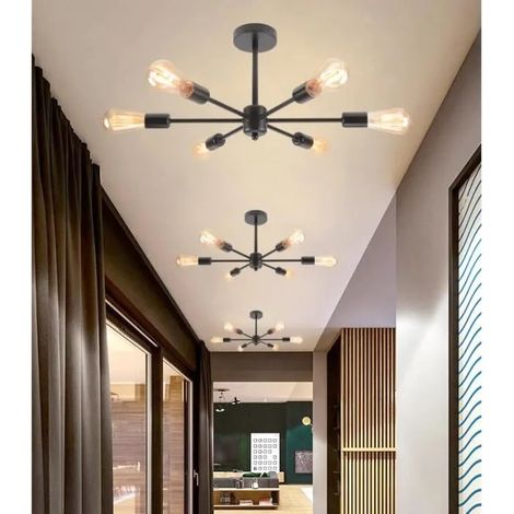 kawoo 3pcs Lustre Suspension Luminaire Industrielle Salon Noir Retro Plafonnier Vintage en Métal Designe Edison pour Salon Chambre (1/4)